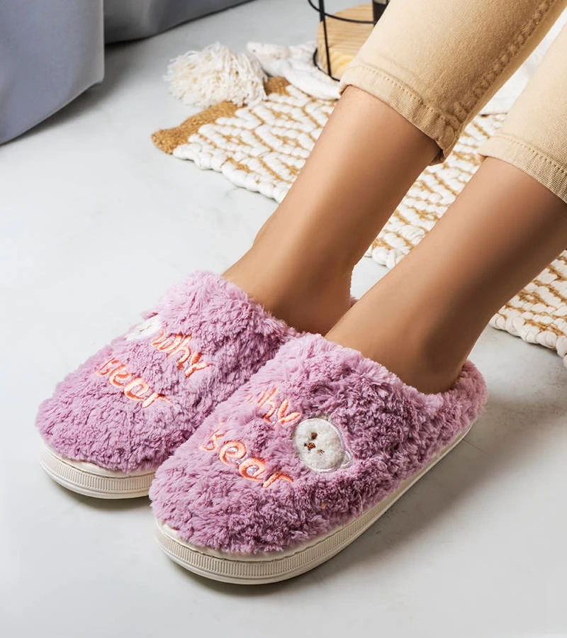 Fialové měkké pantofle Why Bear