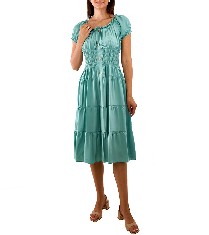 Zelené midi šaty s růžky Tarano