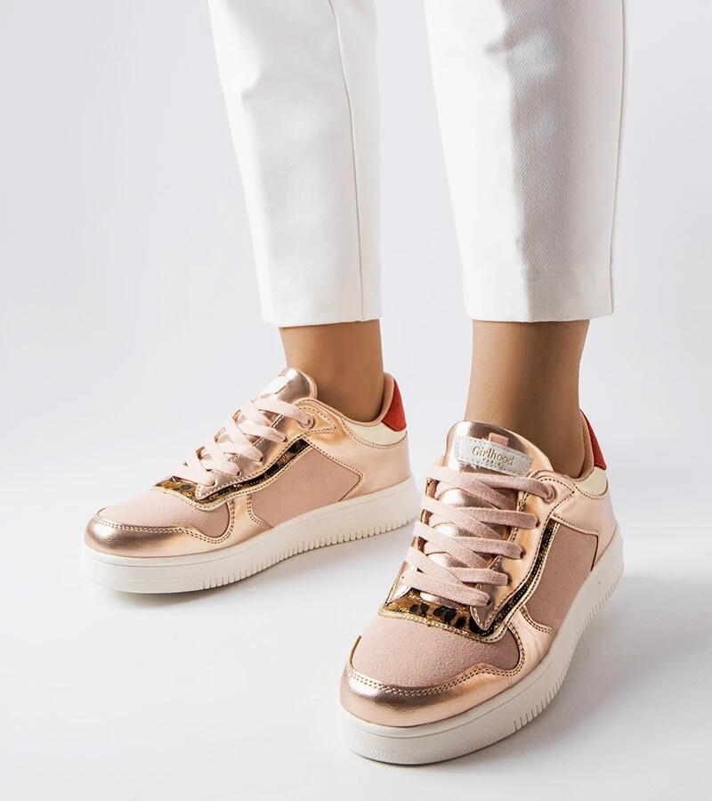 Pudrové tenisky se zlatou vložkou Perrault