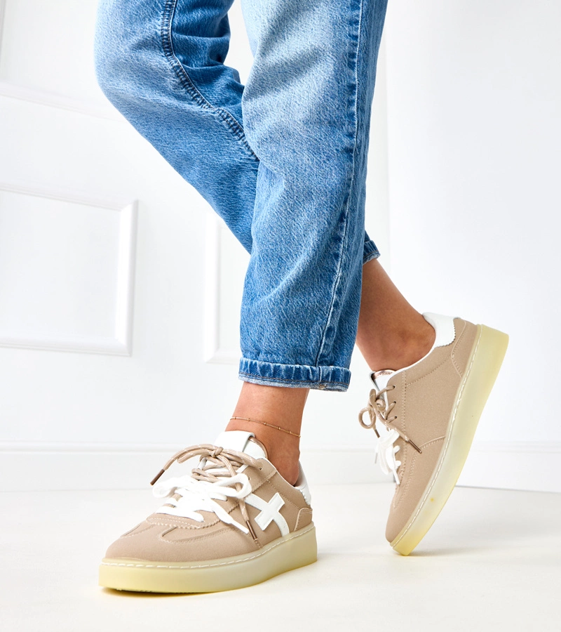 Hnědé tenisky na platformě s bílou vsadkou Eriksen