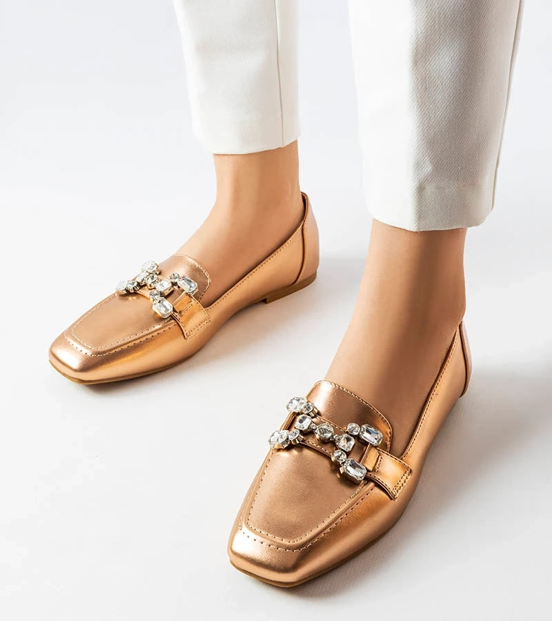 Růžově zlaté mokasíny se zirkony Marechal