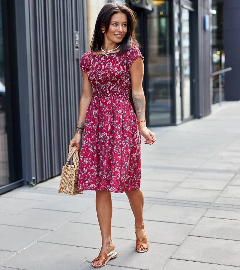 Bordó květinové šaty Irma