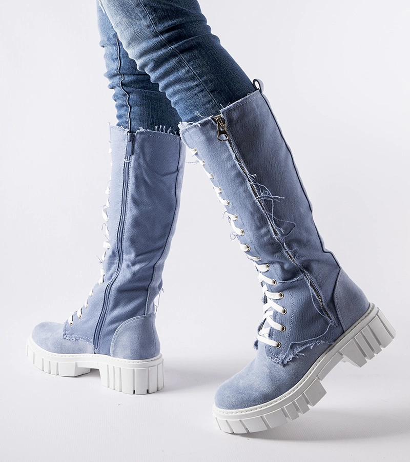 Modré textilní zateplené kozačky Palmer