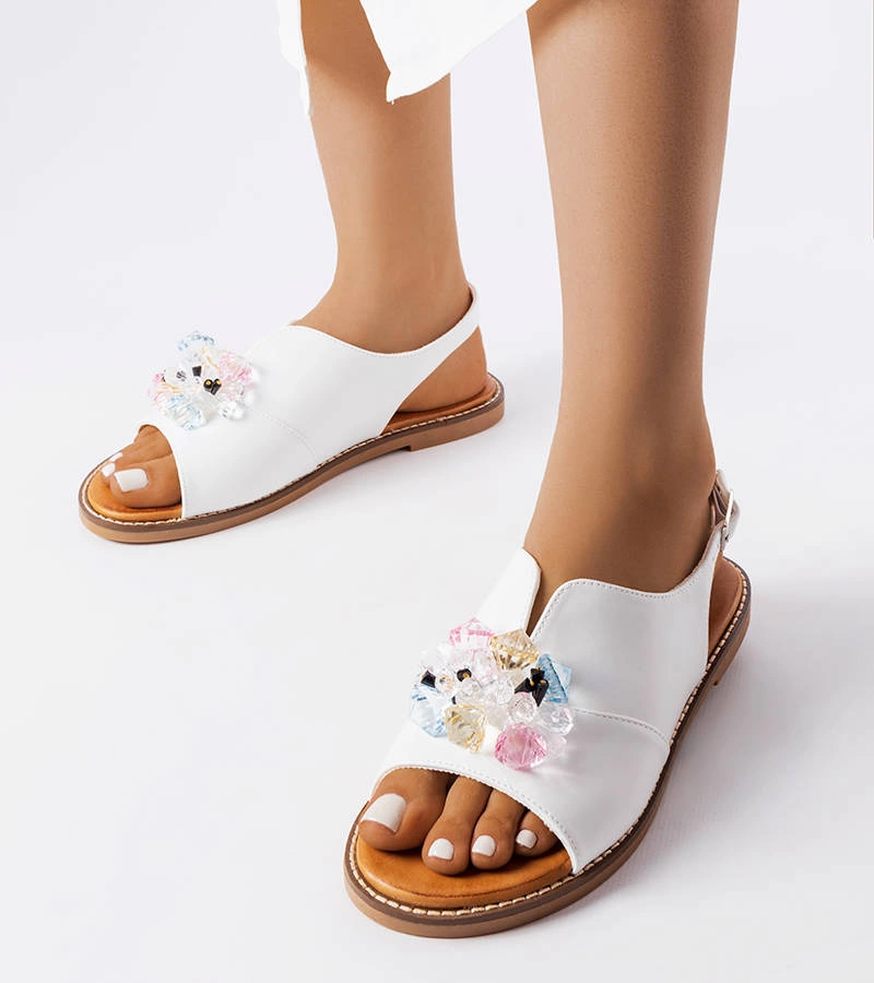 Bílé sandály zdobené krystaly Viinceza