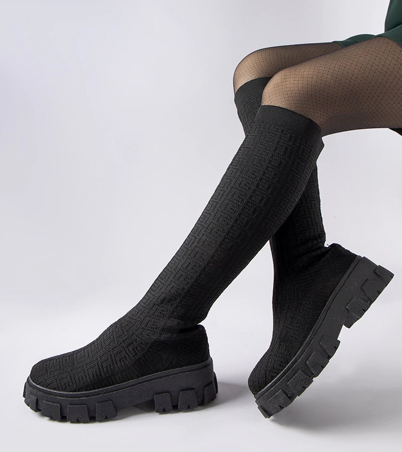 Černé dlouhé ponožkové trapery Ausonia