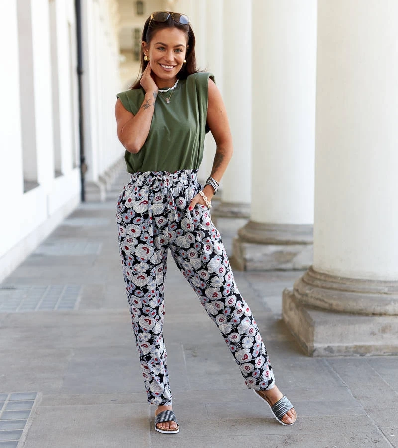 Černé květinové kalhoty Minoprio