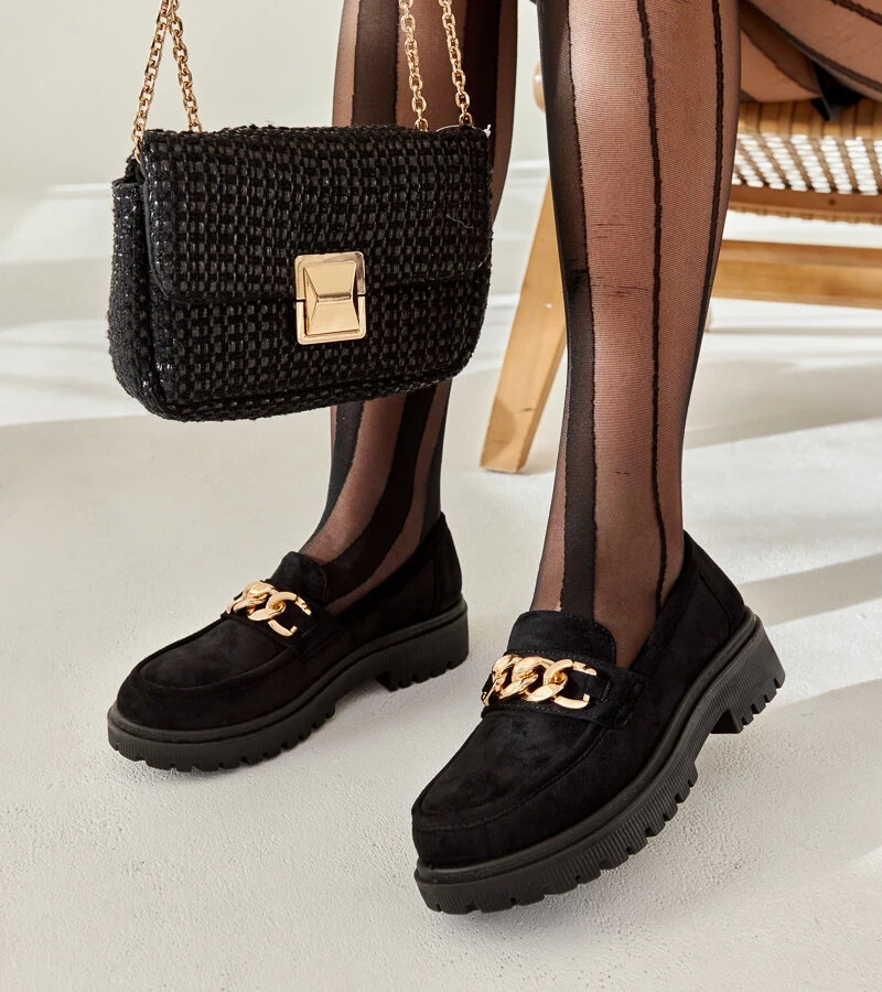 Černé semišové mokasíny Elenor