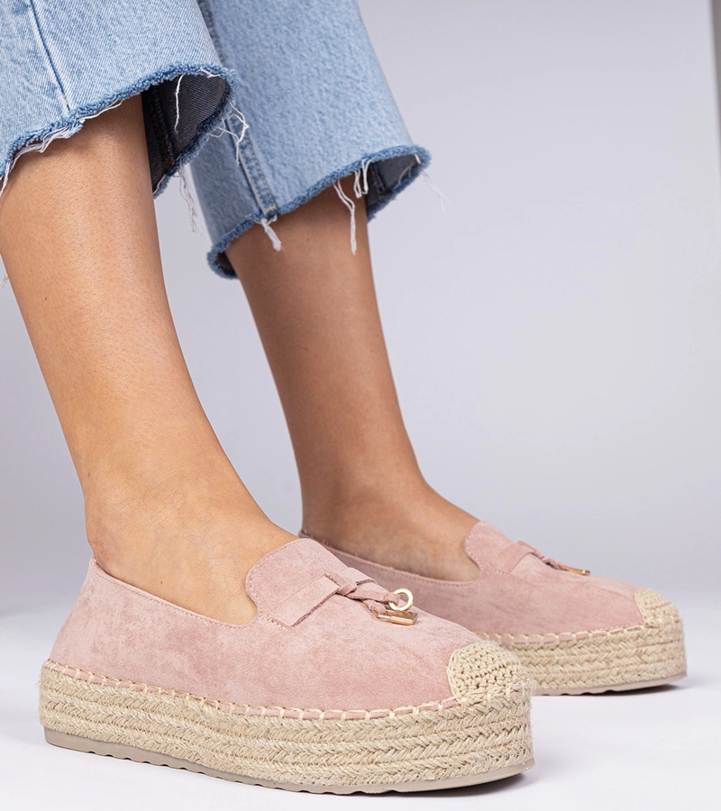 Růžové espadrilky na silné podrážce Elviola