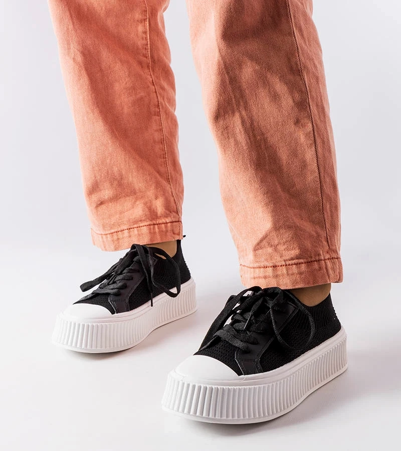 Mallus černé látkové tenisky na platformě