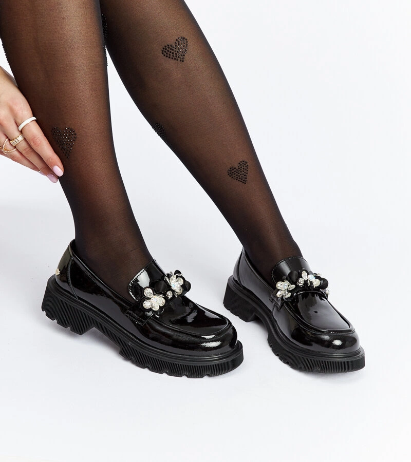 Černé lakované kožené mokasíny GOE NN2N4200