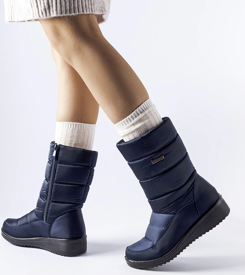 Modře sněhové boty na nízké platformě Reina