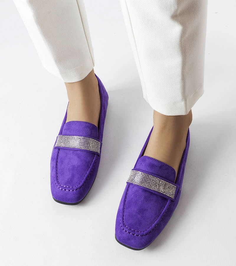 Fialové mokasíny Mignonette se zirkony