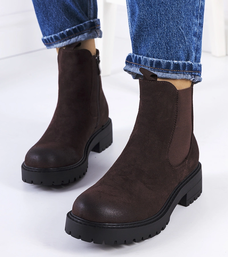 Hnědý boty eko semiš Ecrin