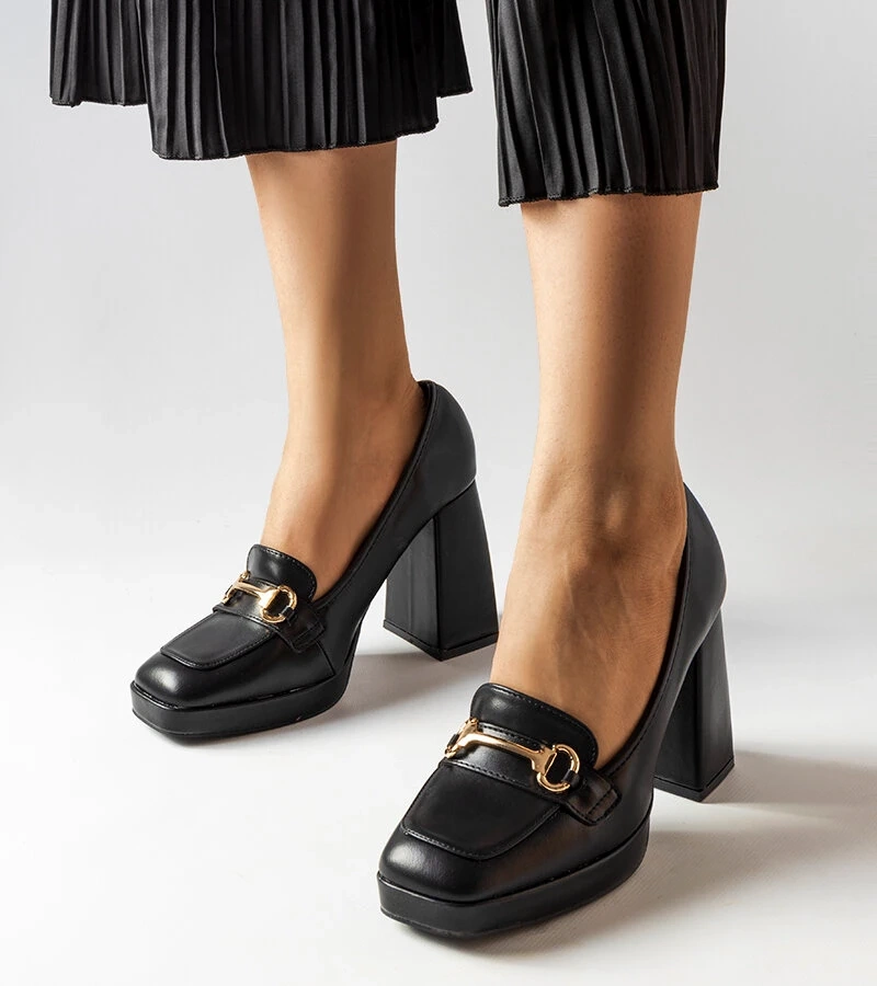 Černé geometrické lodičky Blaiss na jehlovém podpatku