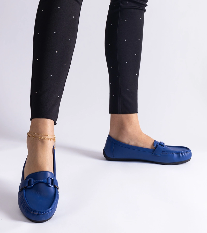 Modré klasické mokasíny z eko kůže Pelayo