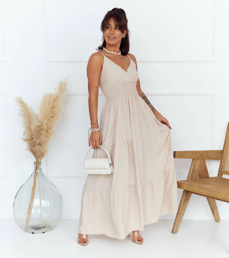 Béžové maxi šaty v boho stylu od Trill
