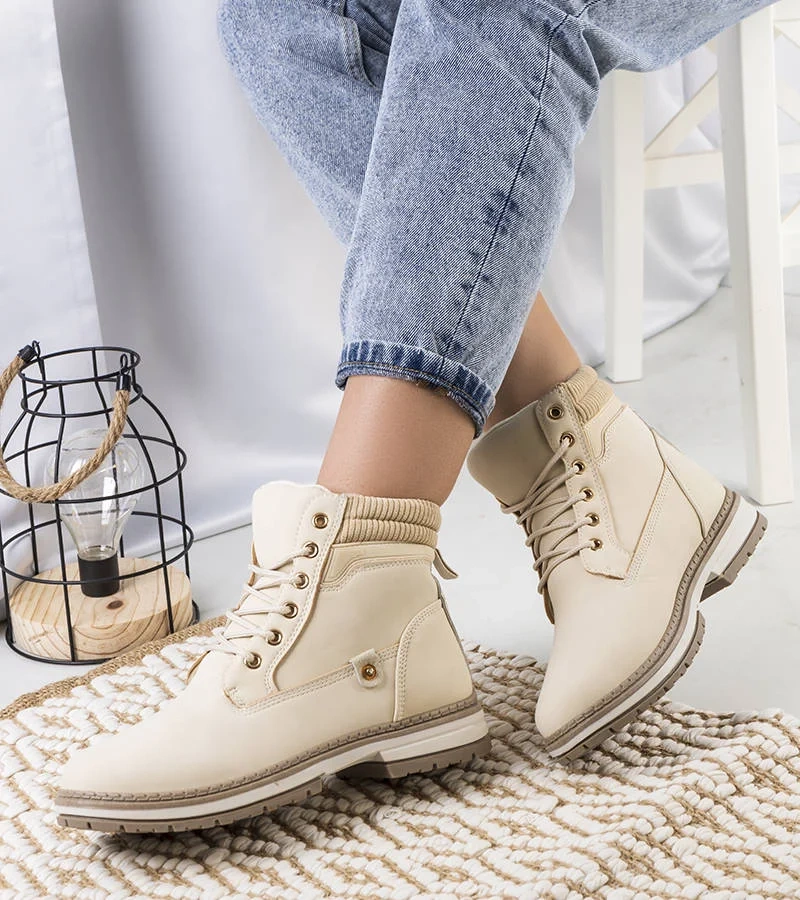 Béžové dámské trappery Enines