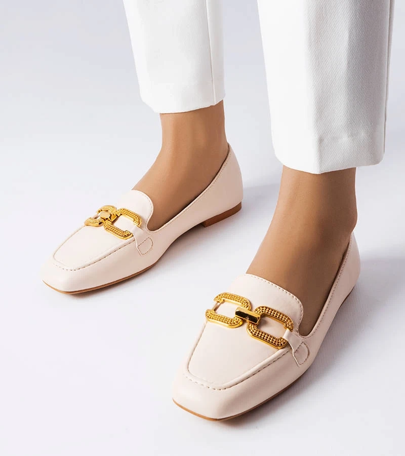 Béžové mokasíny s přezkou Rousseau