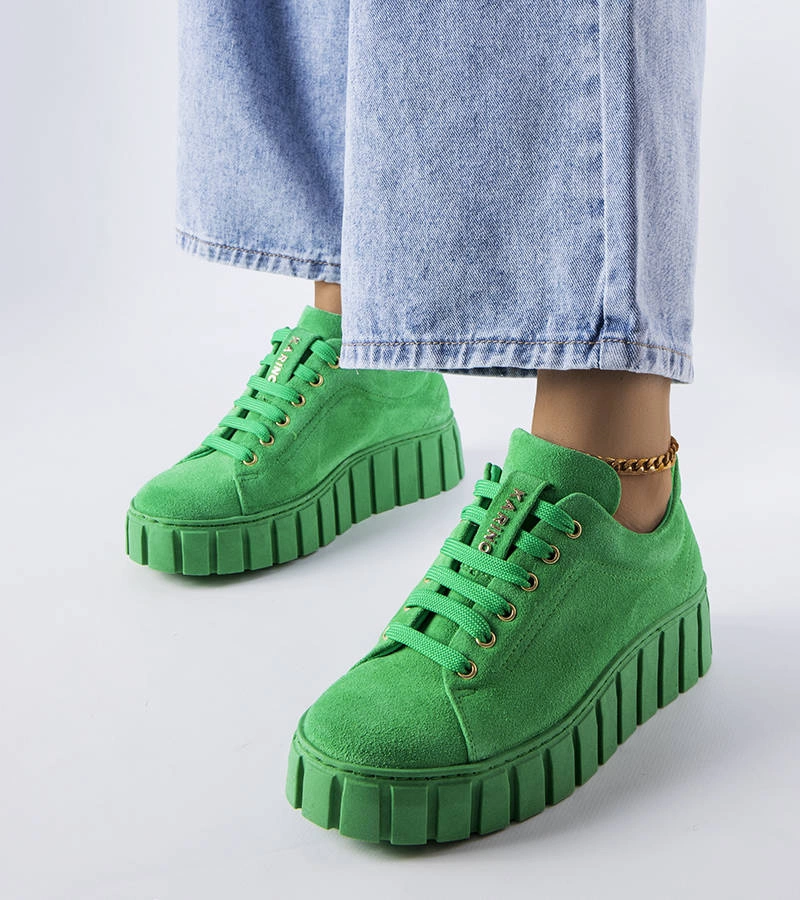 Zelené semišové polobotky Karino