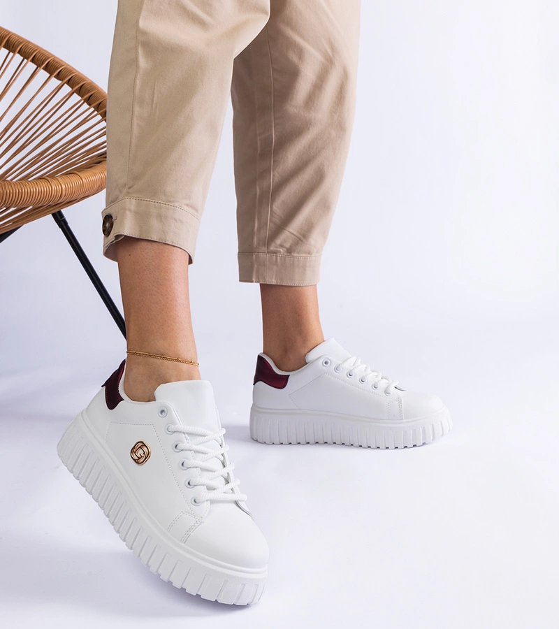 Bílo-vínové tenisky na silné podrážce Tracie