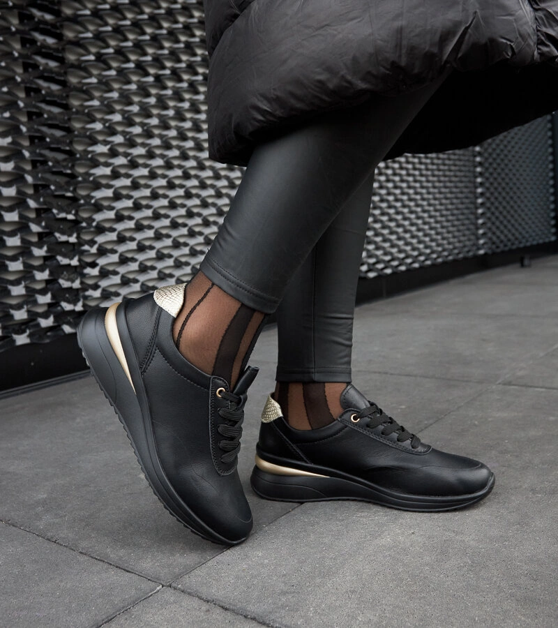 Černé kožené tenisky na klíně Federico