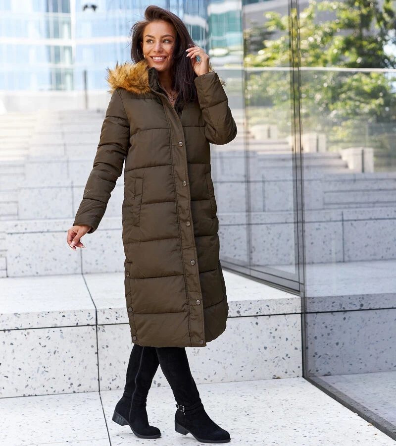 Zelený pikovaný teplý kabát Fortunato