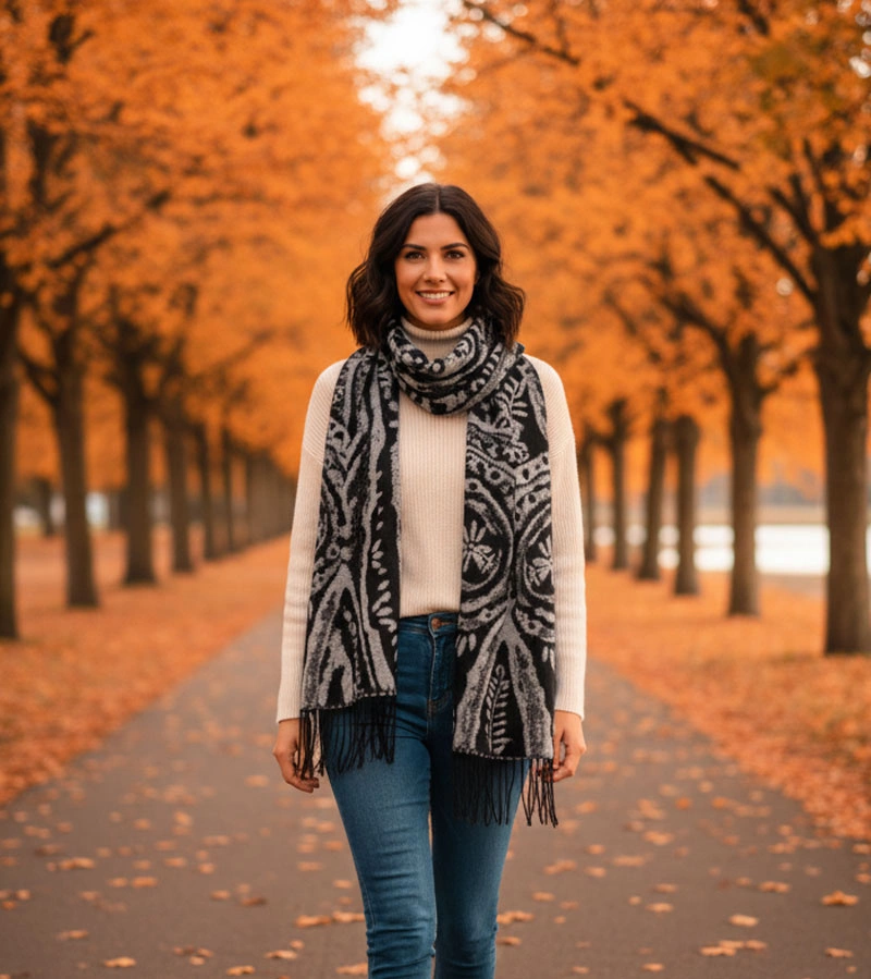 Černobílý květovaný šátek Colonie