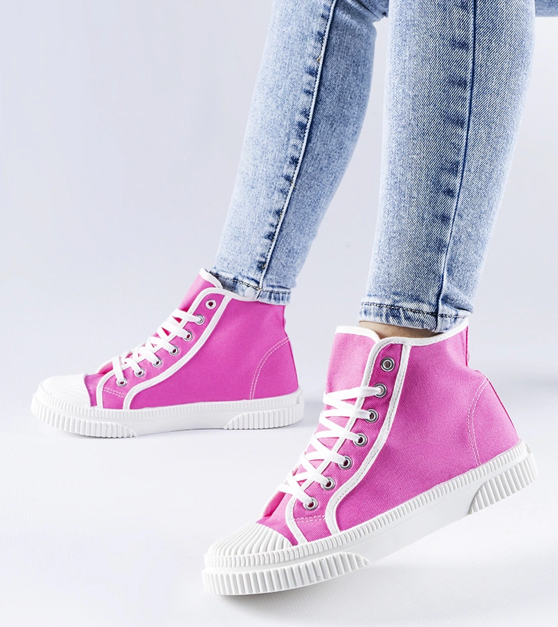 Tmavě růžové vysoké tenisky Pozzuolo