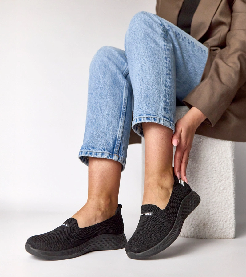 Černé nazouvací látkové tenisky Zoe