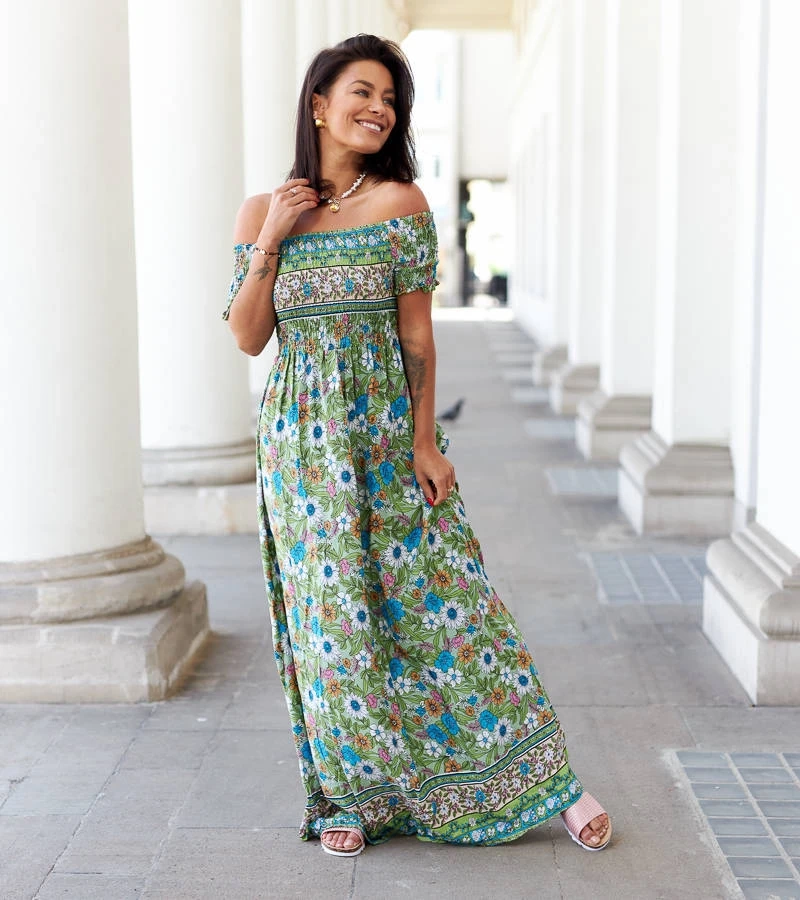 Zelené vzorované šaty Delfino