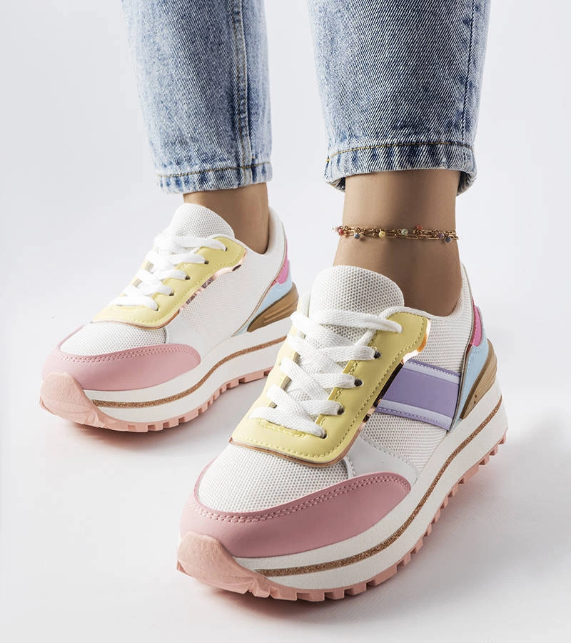 Růžové tenisky s třpytivými vložkami Lang