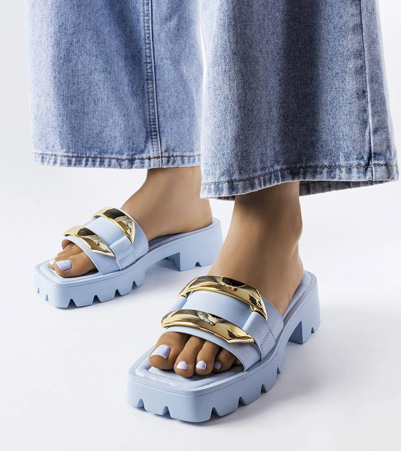 Modré žabky na pevné podrážce Provinc