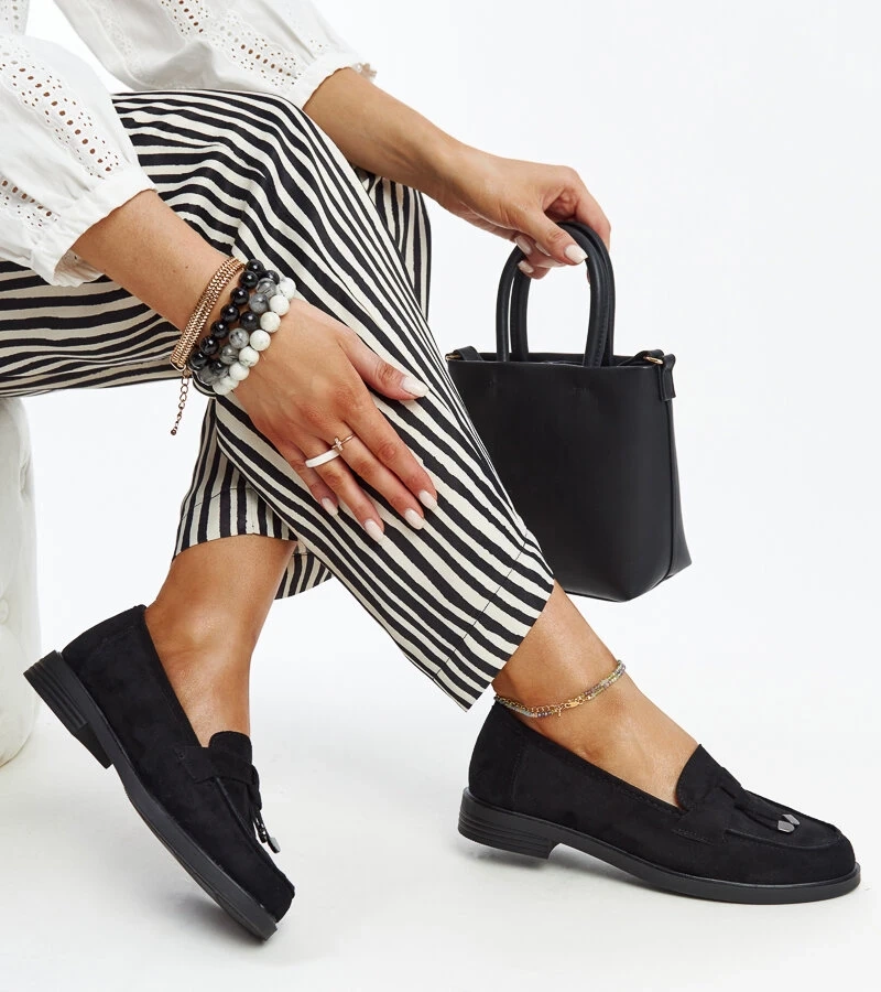 Černé semišové mokasíny VINCEZA