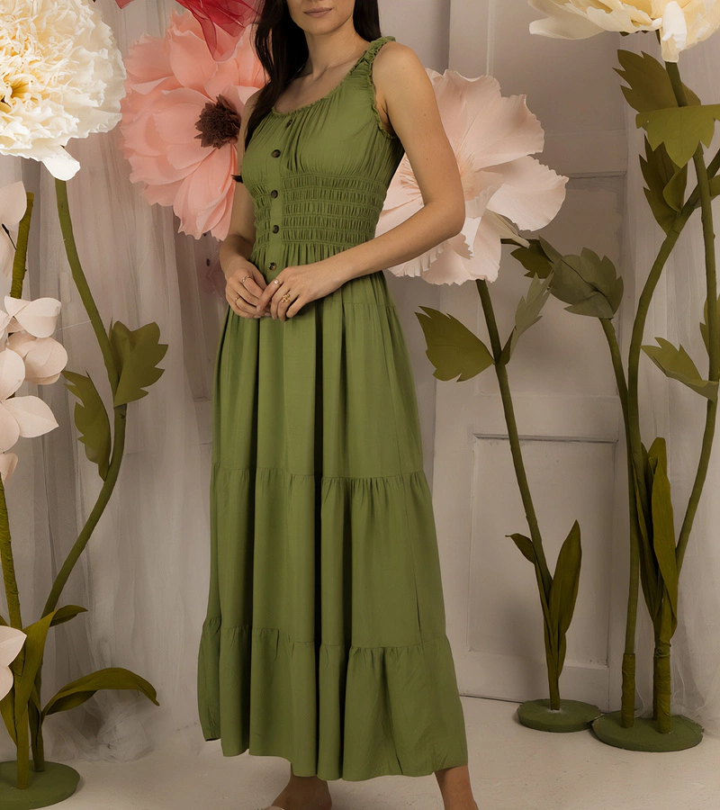 Zelené šaty s řasením Atiye