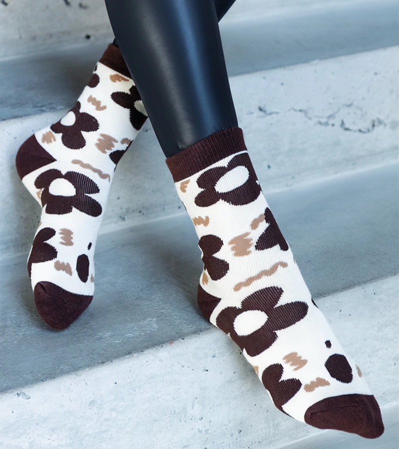 Cernobílé teplé ponožky Sella