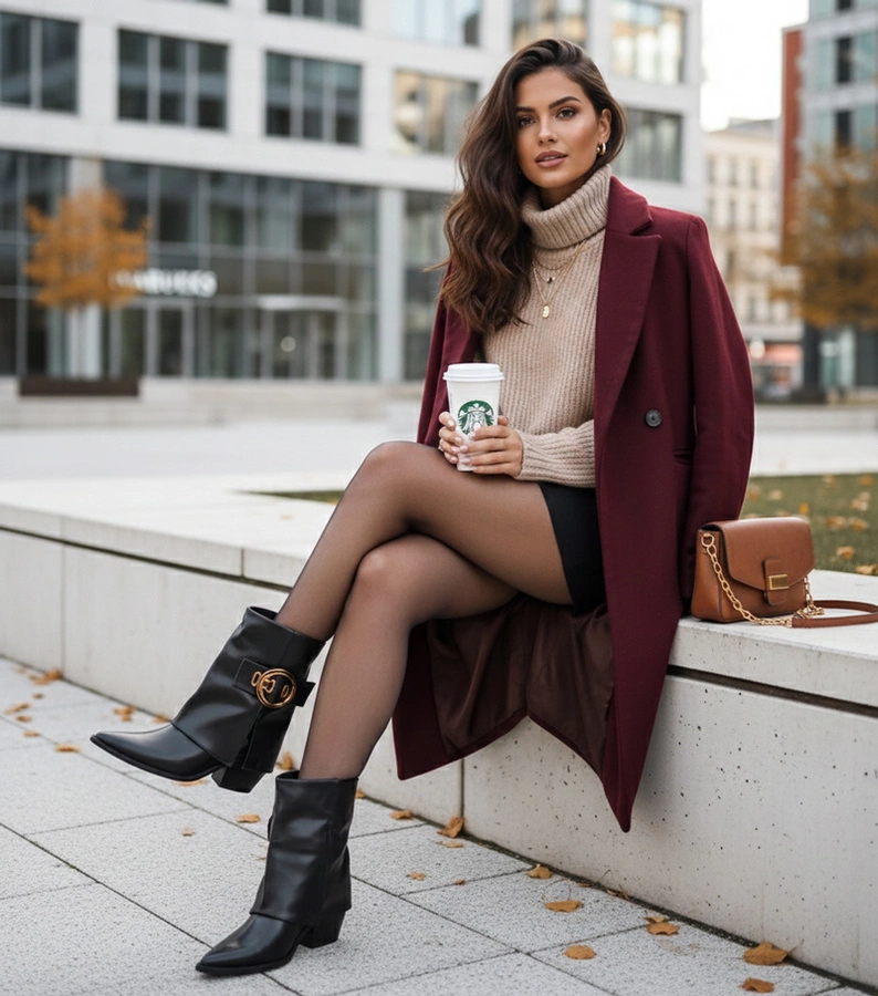 Černé kovbojky s ohrnutým svrškem a ozdobnou sponou Faila