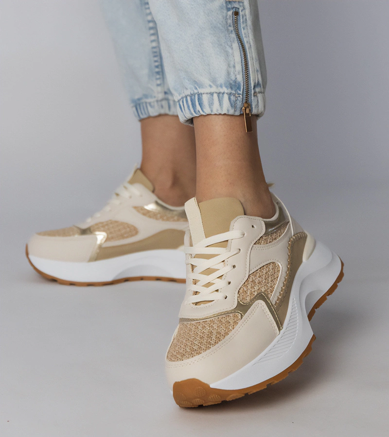 Béžové sportovní tenisky s pletenou vsadkou Berlisa