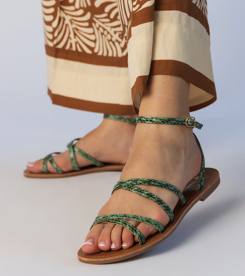 Zelené sandály na ploché podrážce Kates