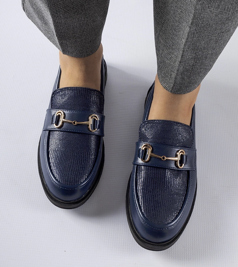 Modré mokasíny s přezkou Gennaro