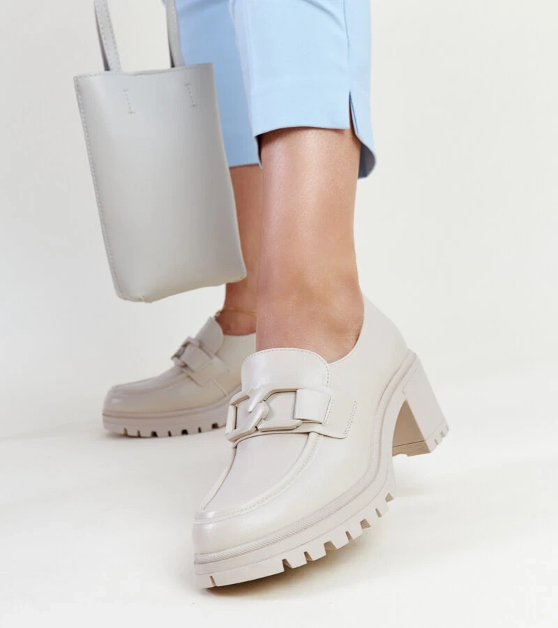 Bežové polobotky s koženou vložkou Vinceza