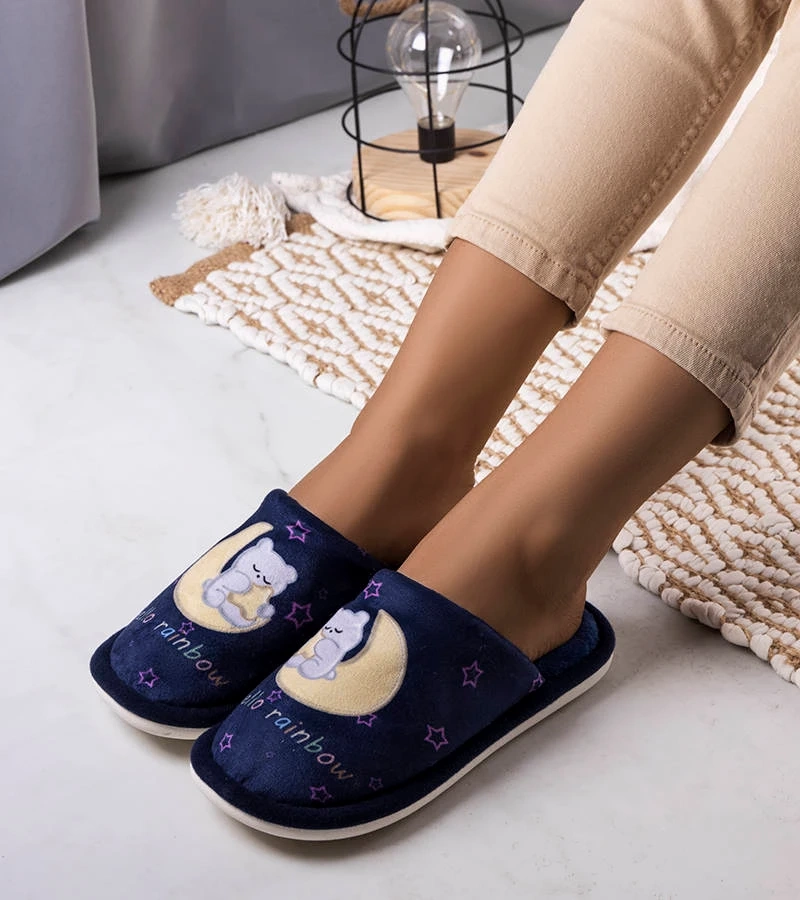 Námořnicky modré měkké pantofle Duhový měsíc