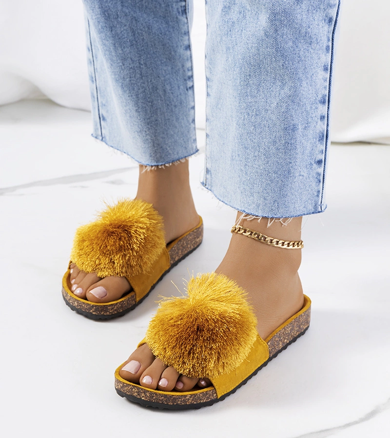 Žluté žabky na korkové podrážce Rett