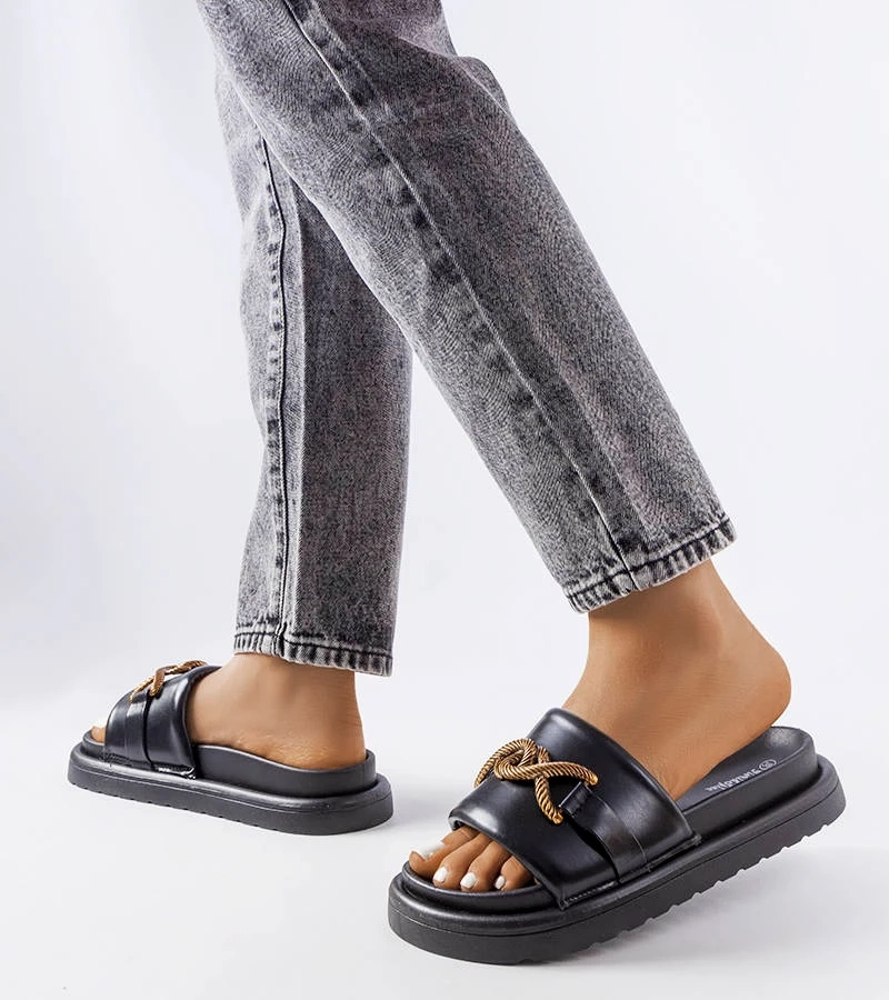 Černé žabky na platformě Frédérique