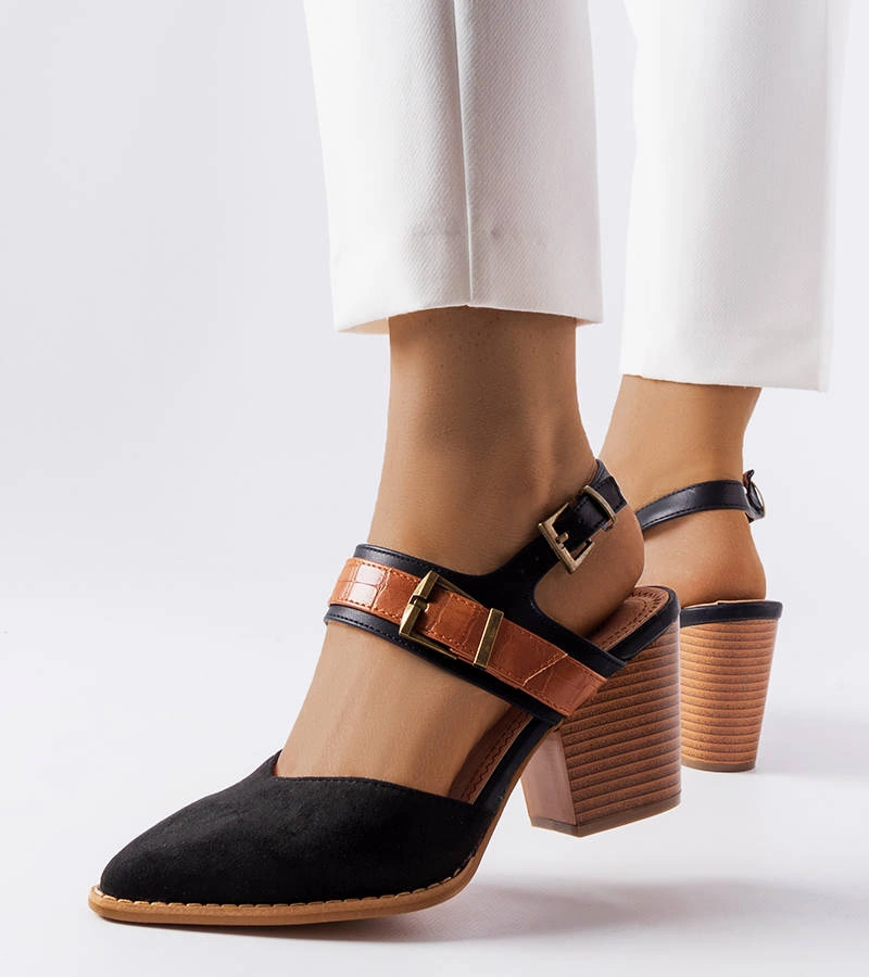 Černé lodičky Hardouin na jehlovém podpatku