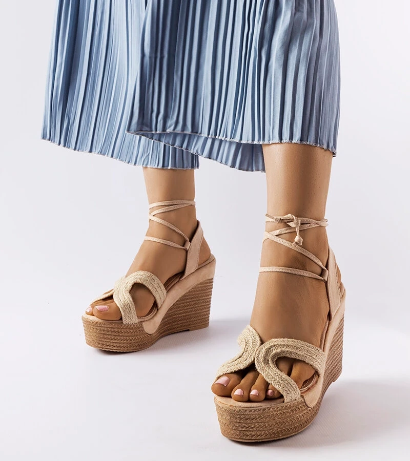 Šeříkové espadrilky na platformách HL20 BEIGE