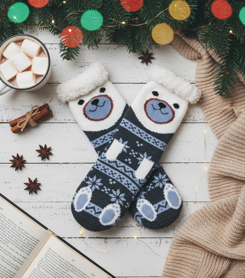 Šedé ponožky z ovčí kůže Lotis