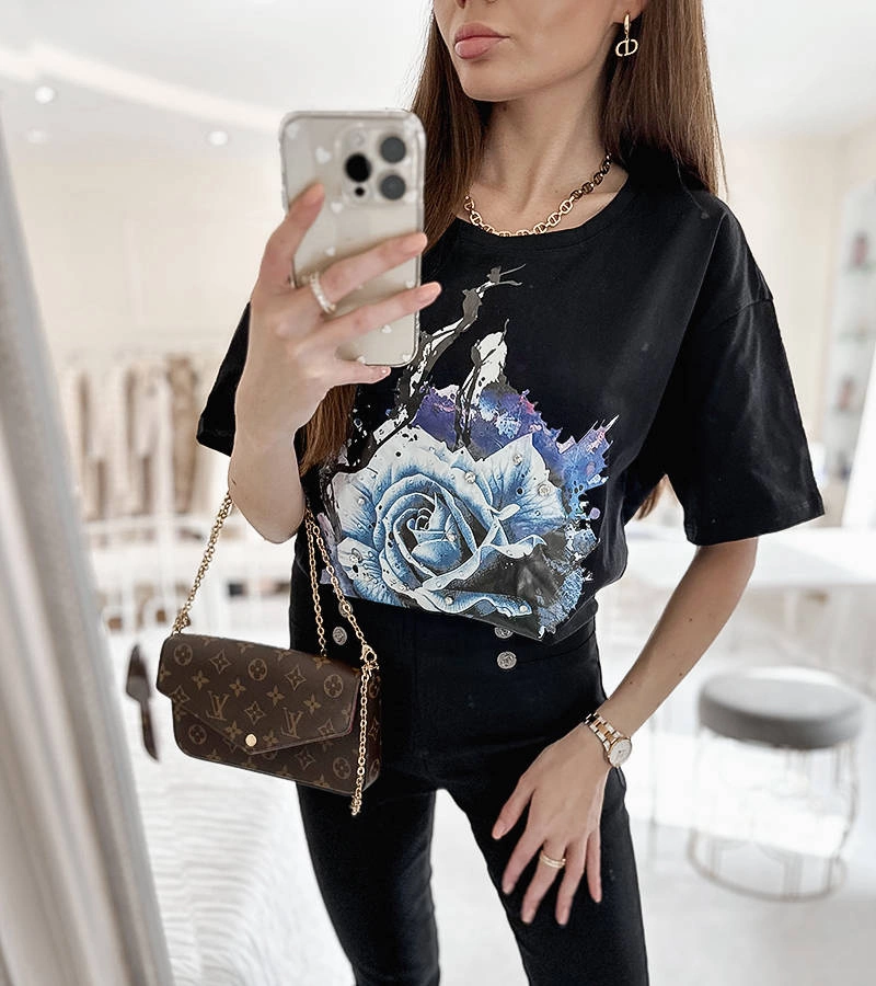 Černé volné tričko Mouet