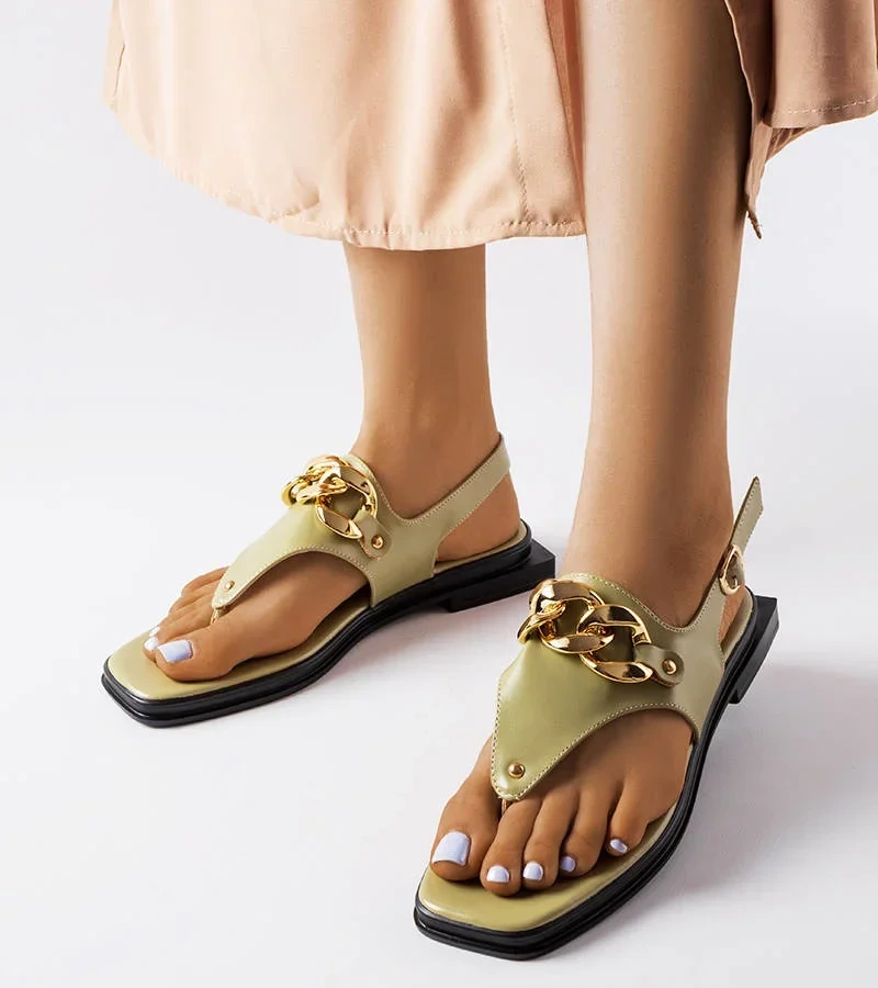 Zelené řetízkové sandály Mali - japonské sandály