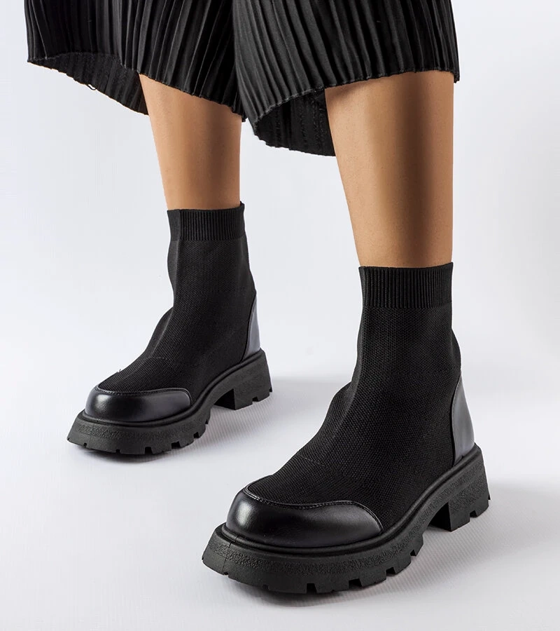 Černé ponožkové boty Lonte