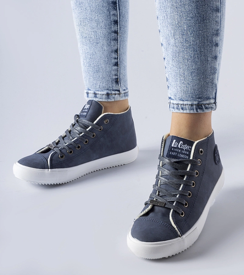Modré vysoké izolované tenisky Lee Cooper LCJ-21-31-0611LA